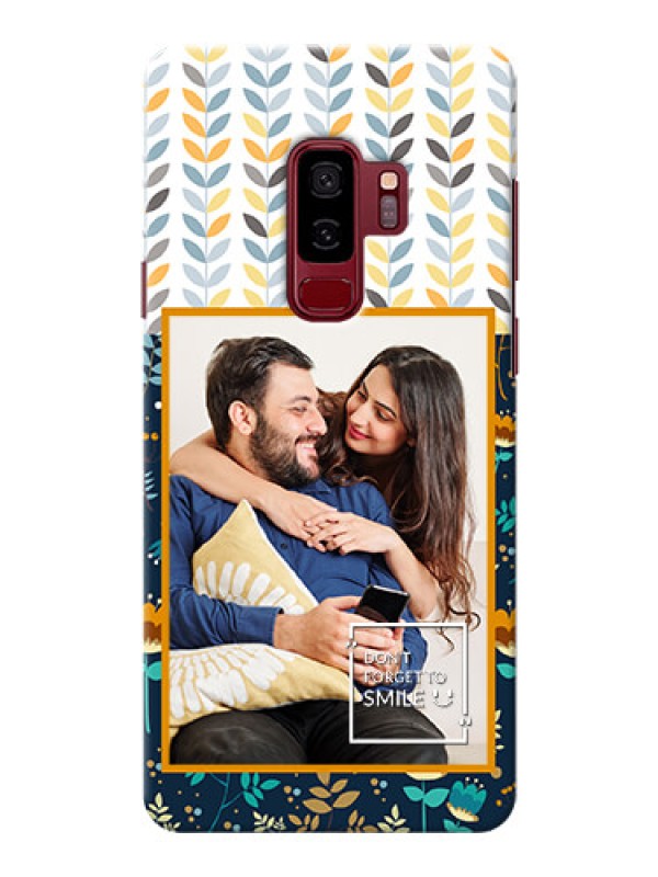 Custom Samsung Galaxy S9 Plus seamless and floral pattern design with smile quote Design