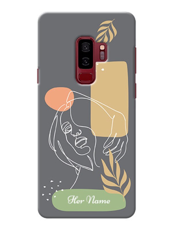 Custom Galaxy S9 Plus Phone Back Covers: Gazing Woman line art Design