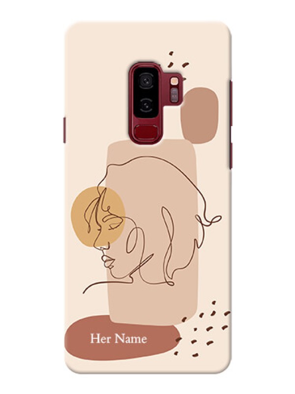 Custom Galaxy S9 Plus Custom Phone Covers: Calm Woman line art Design