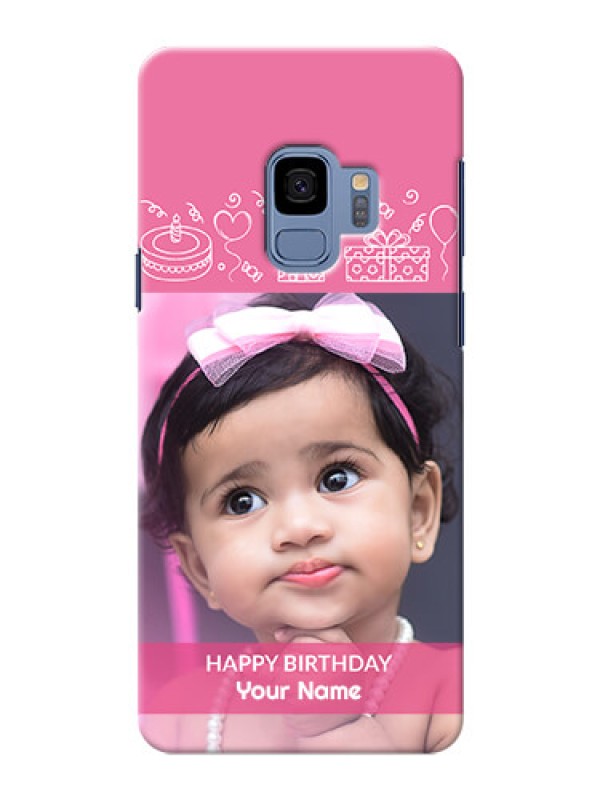 Custom Samsung Galaxy S9 plain birthday line arts Design