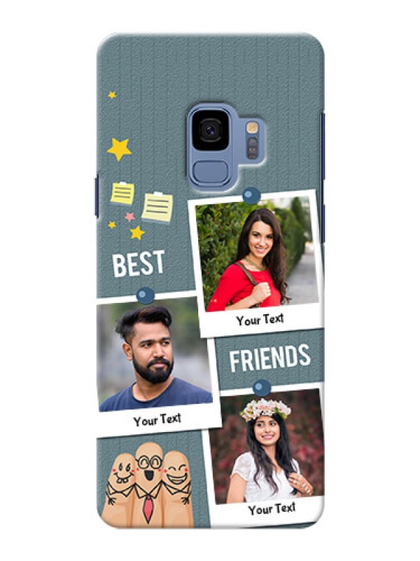 Custom Samsung Galaxy S9 3 image holder with sticky frames and friendship day wishes Design