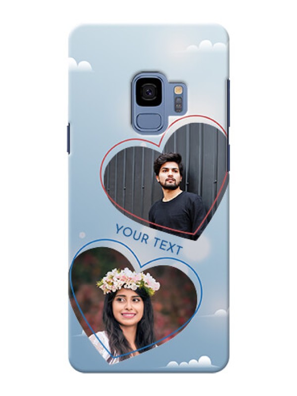 Custom Samsung Galaxy S9 couple heart frames with sky backdrop Design