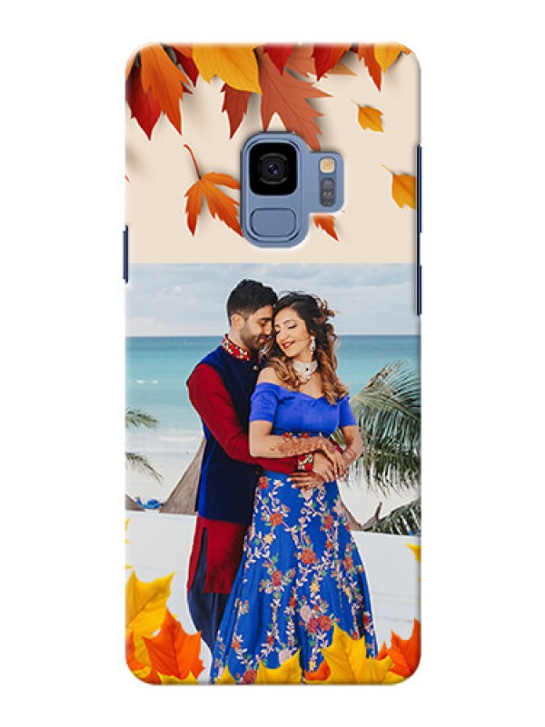 Custom Samsung Galaxy S9 autumn maple leaves backdrop Design
