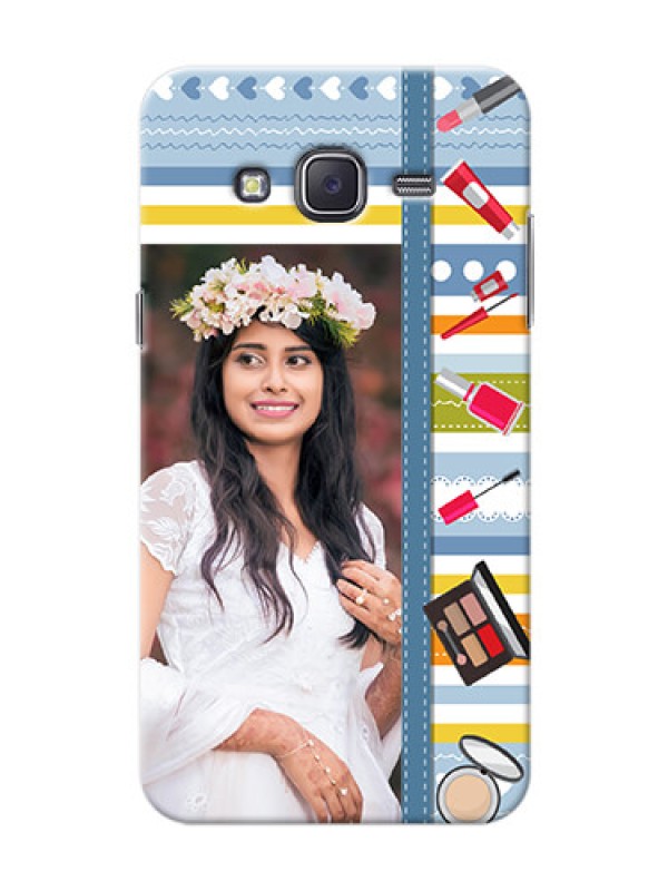 Custom Samsung J5 (2015) hand drawn backdrop with makeup icons Design