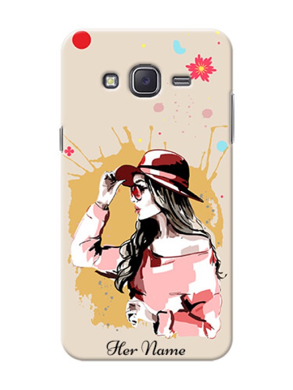 Custom Galaxy J5 (2015) Back Covers: Women with pink hat  Design