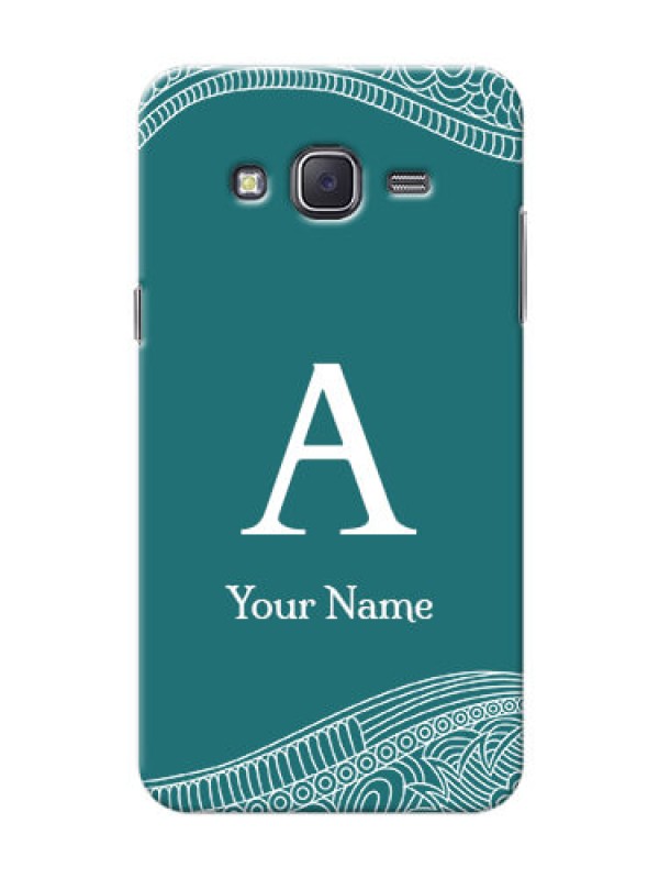 Custom Galaxy J5 (2015) Mobile Back Covers: line art pattern with custom name Design