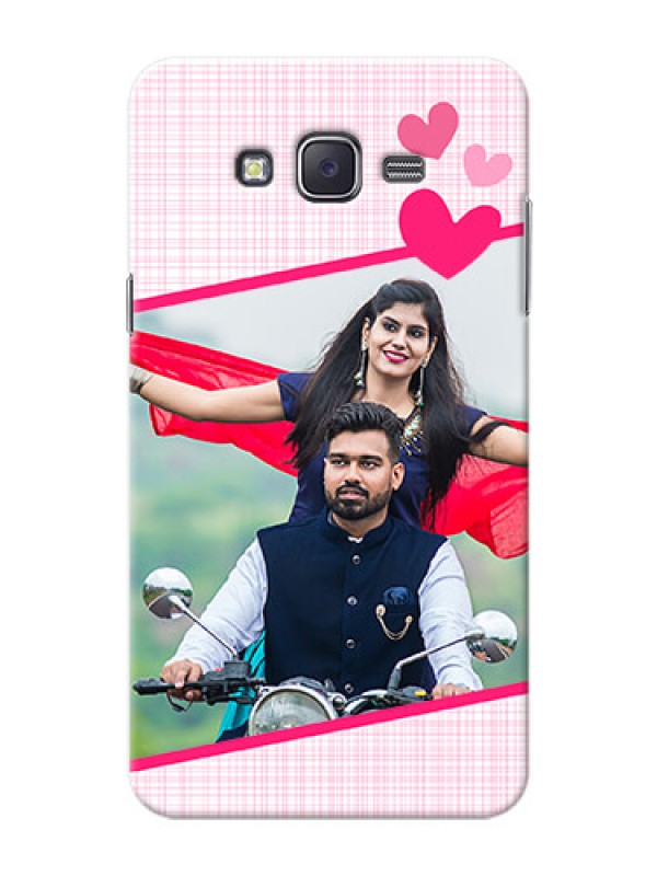 Custom Samsung J7 (2015)  Pink Design With Pattern Mobile Cover Design