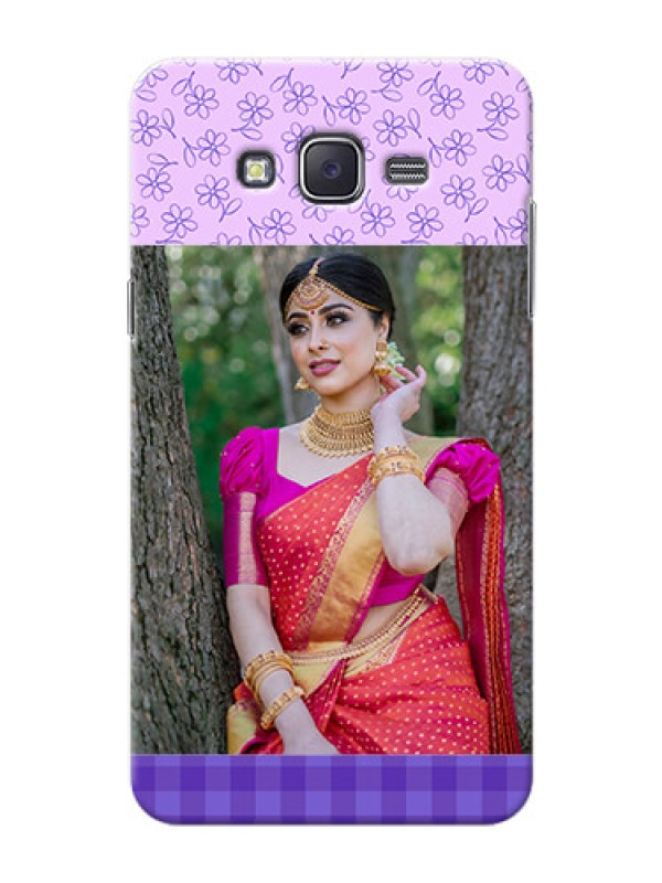 Custom Samsung J7 (2015)  Floral Design Purple Pattern Mobile Cover Design