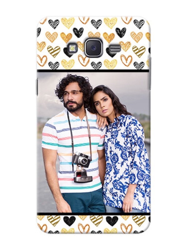 Custom Samsung J7 (2015)  Colourful Love Symbols Mobile Cover Design
