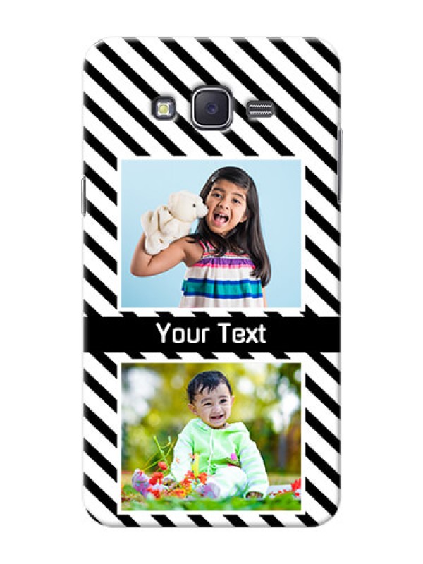Custom Samsung J7 (2015)  2 image holder with black and white stripes Design
