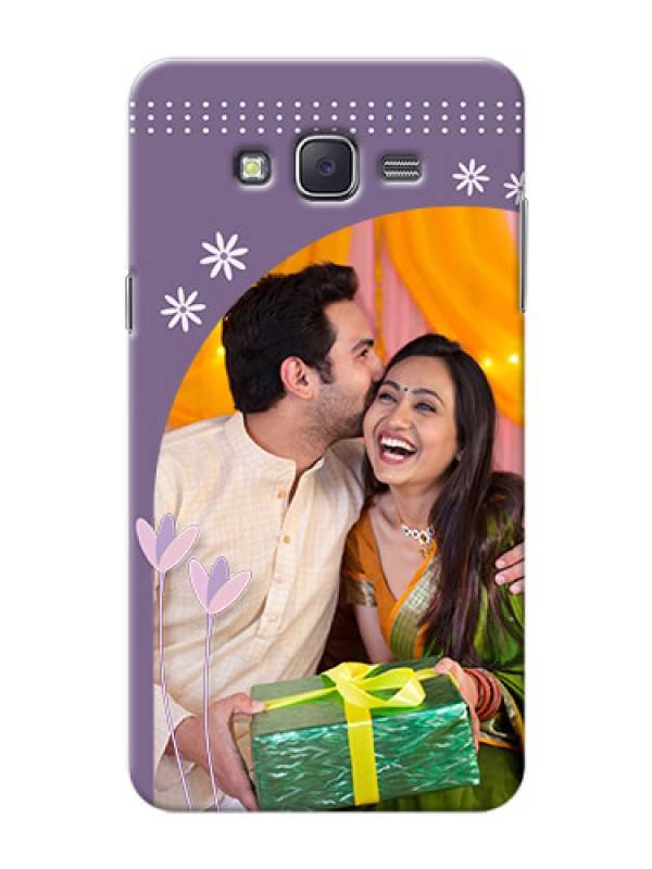 Custom Samsung J7 (2015)  lavender background with flower sprinkles Design
