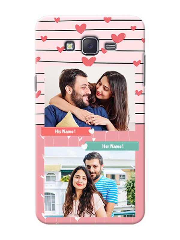 Custom Samsung J7 (2015)  2 image holder with hearts Design