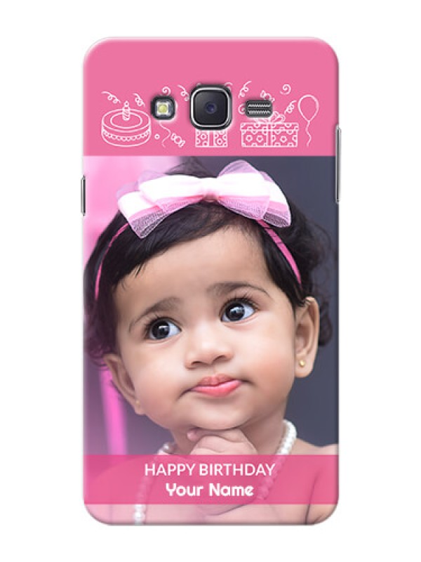 Custom Samsung J7 (2015)  plain birthday line arts Design