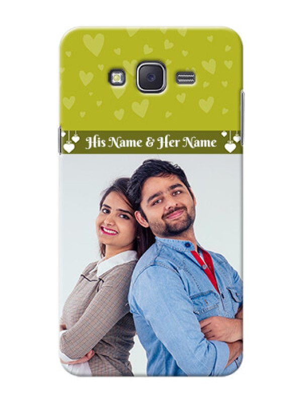 Custom Samsung J7 (2015)  you and me design with hanging hearts Design