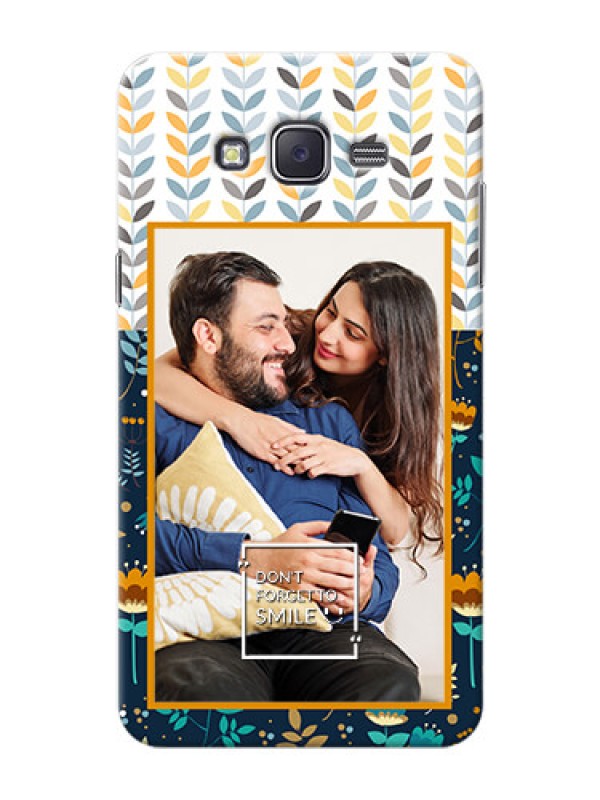 Custom Samsung J7 (2015)  seamless and floral pattern design with smile quote Design