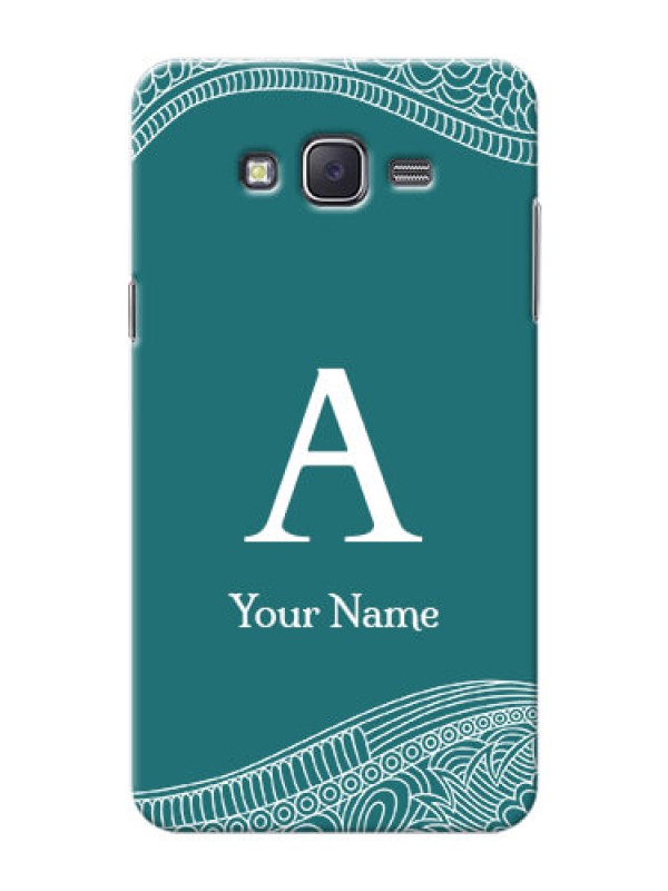 Custom Galaxy J7 (2015) Mobile Back Covers: line art pattern with custom name Design