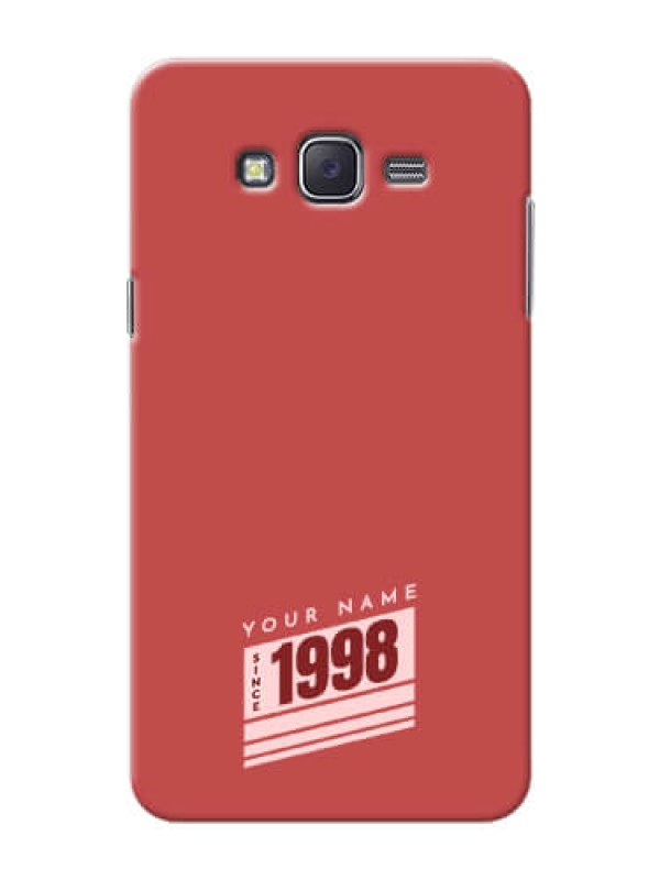 Custom Galaxy J7 (2015) Phone Back Covers: Red custom year of birth Design
