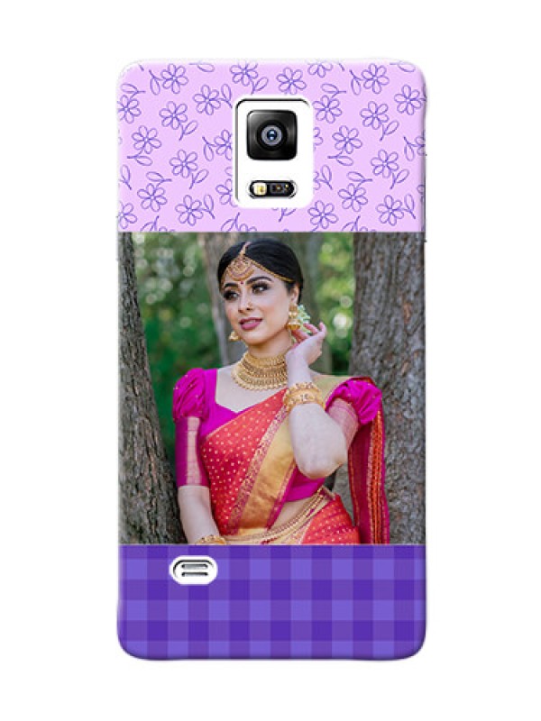 Custom samsung Note4 (2015) Floral Design Purple Pattern Mobile Cover Design