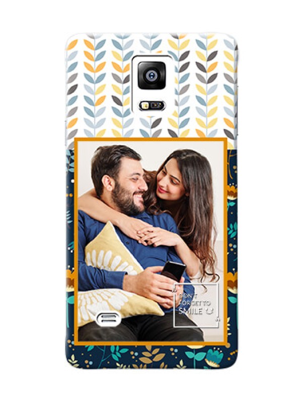 Custom samsung Note4 (2015) seamless and floral pattern design with smile quote Design