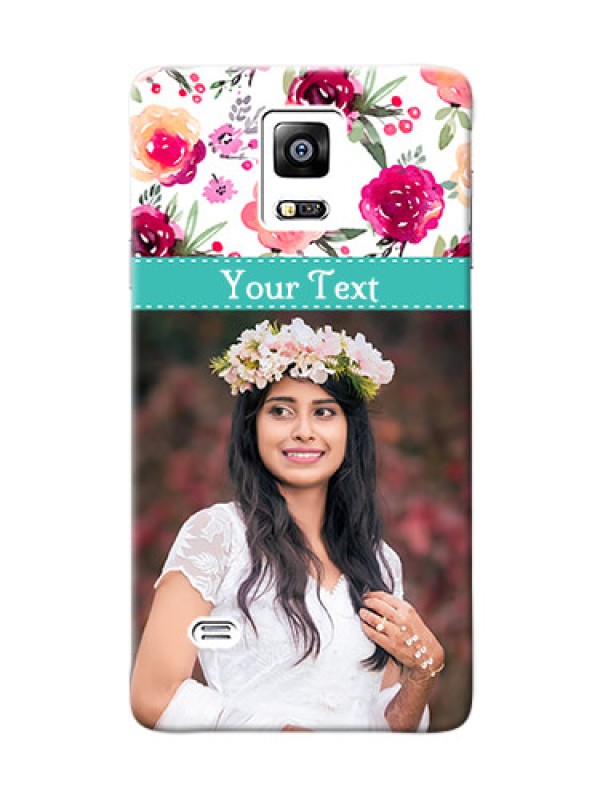 Custom samsung Note4 (2015) watercolour floral design with retro lines pattern Design
