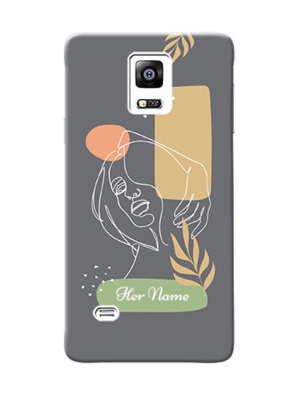 Custom Galaxy Note4 (2015) Phone Back Covers: Gazing Woman line art Design