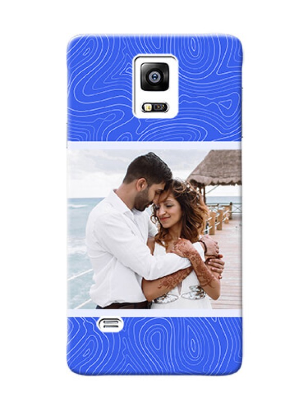 Custom Galaxy Note4 (2015) Mobile Back Covers: Curved line art with blue and white Design