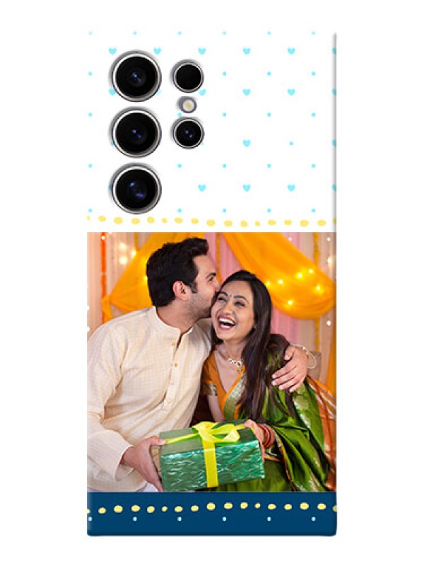 Custom Galaxy S24 Ultra 5G Phone Covers: White and Blue Abstract Design