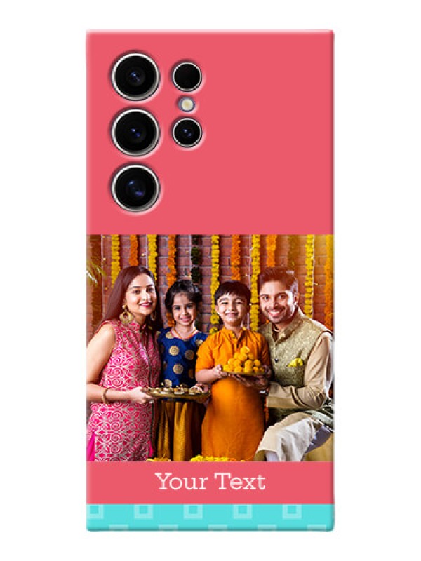 Custom Galaxy S24 Ultra 5G Mobile Back Covers: Peach & Blue Color Design