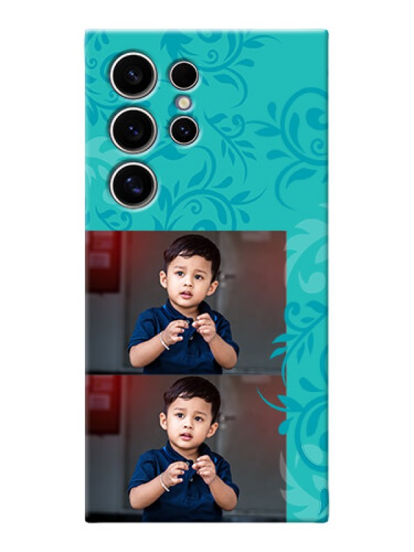 Custom Galaxy S24 Ultra 5G Mobile Cases with Photo and Green Floral Design