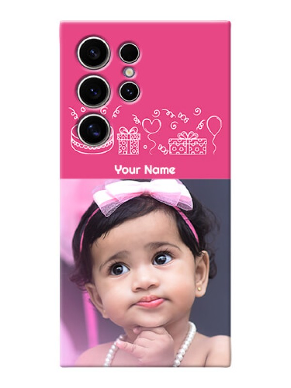 Custom Galaxy S24 Ultra 5G Custom Mobile Cover with Birthday Line Art Design