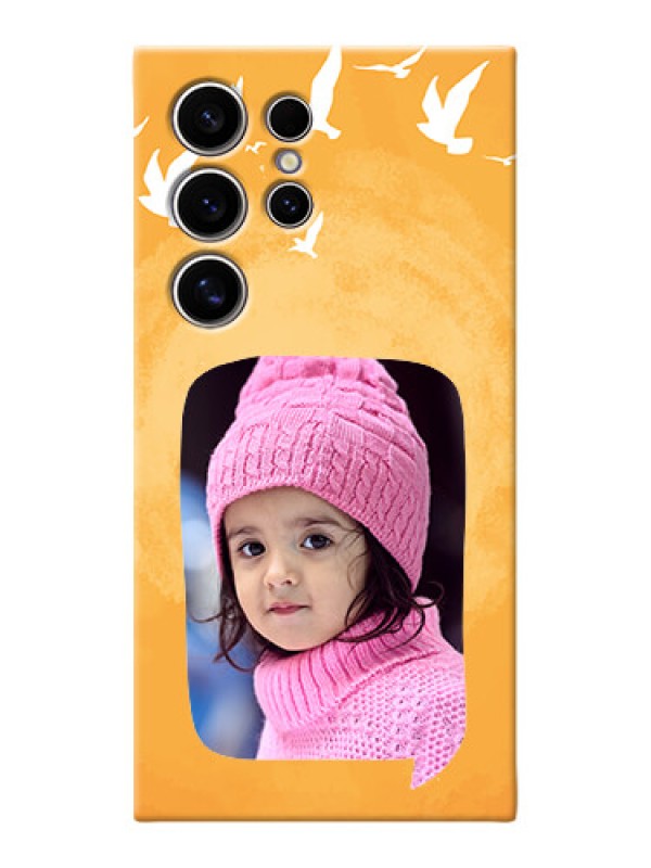 Custom Galaxy S24 Ultra 5G Phone Covers: Water Color Design with Bird Icons