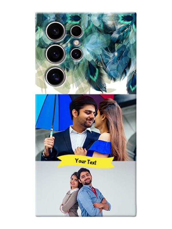 Custom Galaxy S24 Ultra 5G Phone Cases: Image with Boho Peacock Feather Design