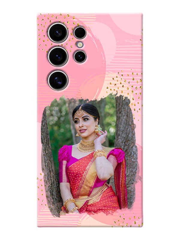 Custom Galaxy S24 Ultra 5G Phone Covers for Girls: Gold Glitter Splash Design