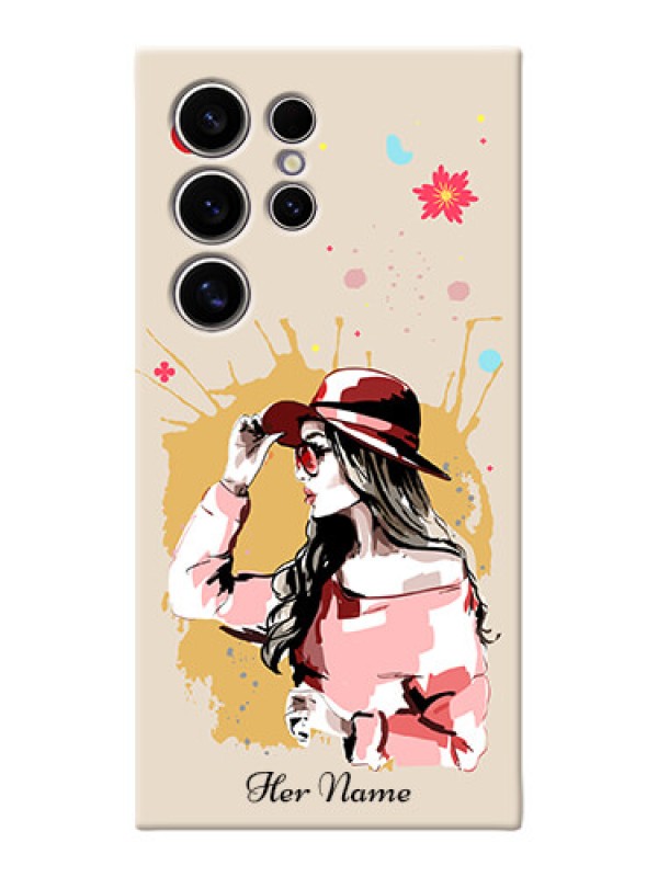 Custom Galaxy S24 Ultra 5G Photo Printing on Case with Women with pink hat Design