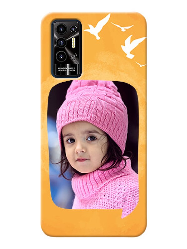 Custom Tecno Pova 2 Phone Covers: Water Color Design with Bird Icons