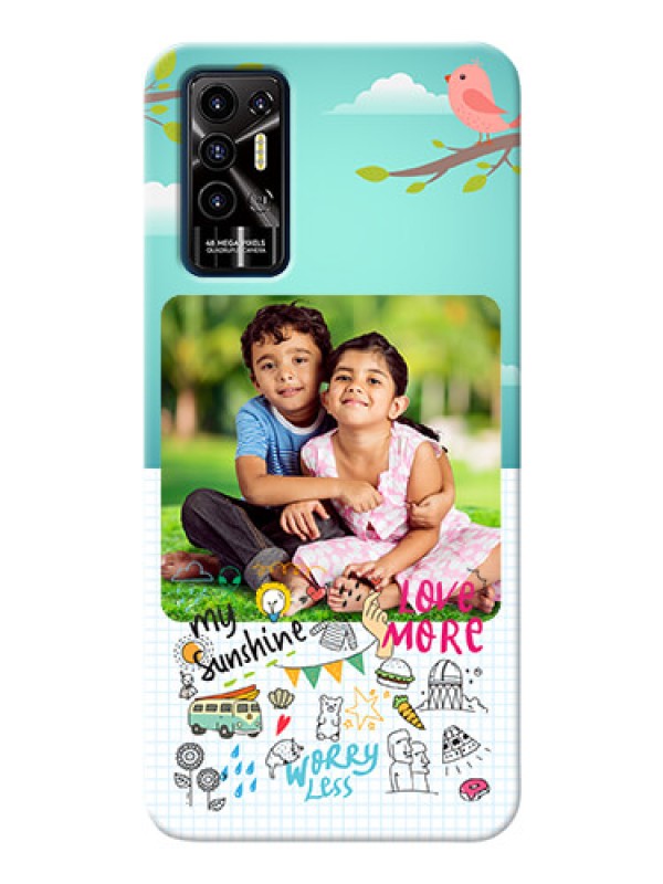Custom Tecno Pova 2 phone cases online: Doodle love Design