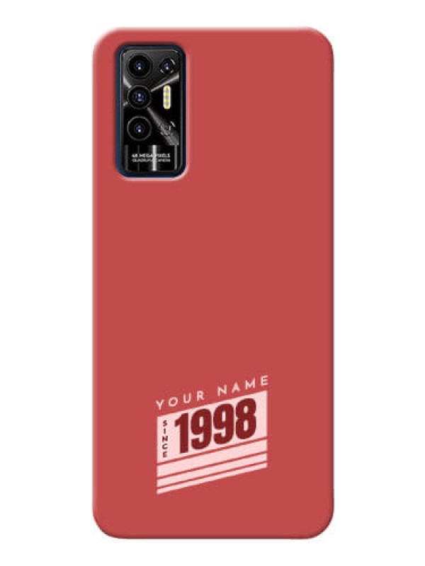 Custom Pova 2 Phone Back Covers: Red custom year of birth Design