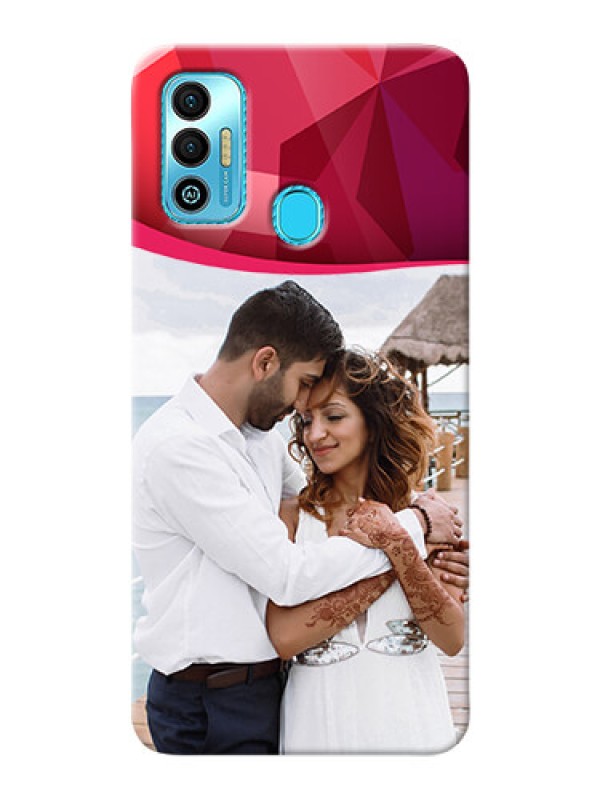 Custom Tecno Spark 7T custom mobile back covers: Red Abstract Design