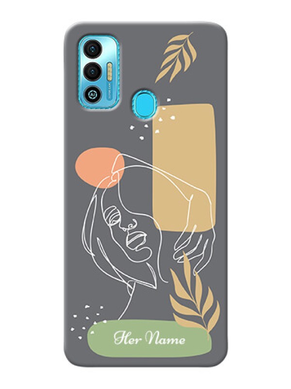 Custom Spark 7T Phone Back Covers: Gazing Woman line art Design