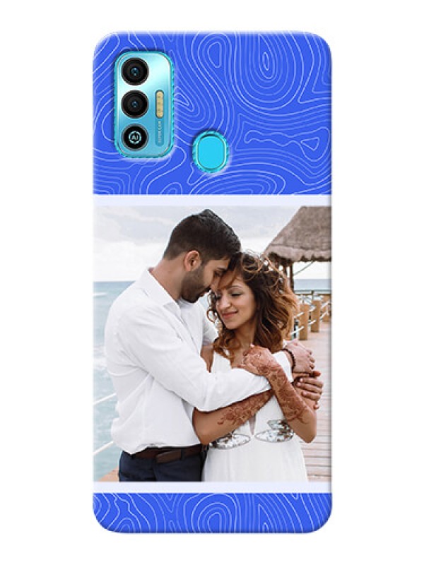 Custom Spark 7T Mobile Back Covers: Curved line art with blue and white Design