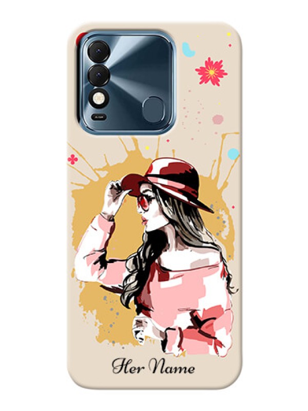 Custom Spark 8 Back Covers: Women with pink hat Design