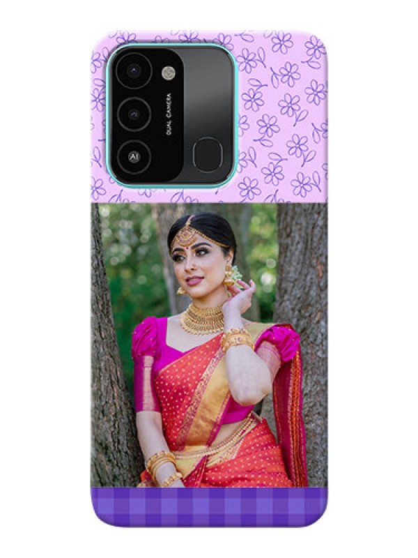 Custom Tecno Spark 8C Mobile Cases: Purple Floral Design