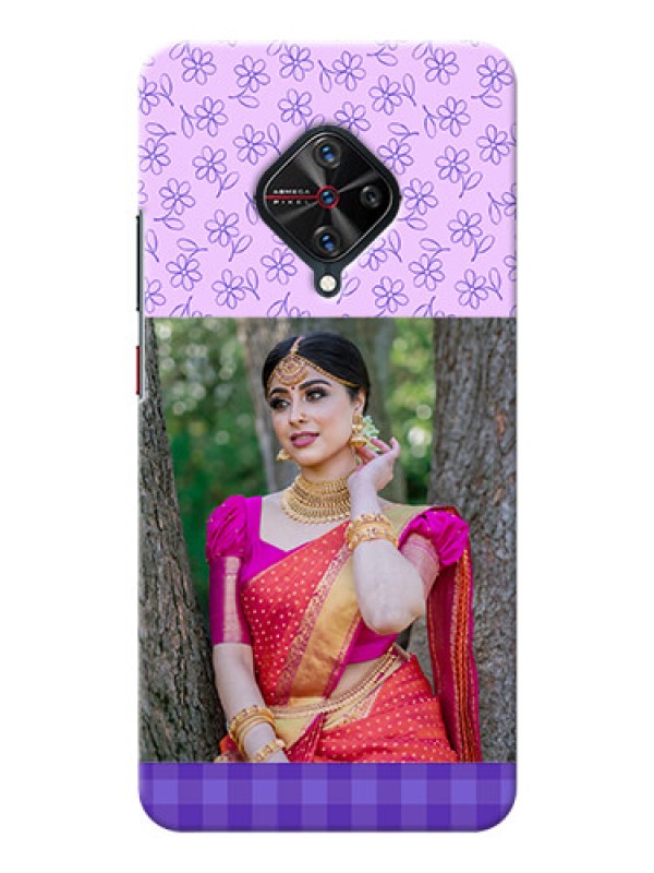 Custom Vivo S1 Pro Mobile Cases: Purple Floral Design