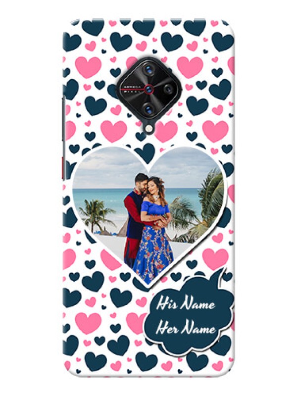 Custom Vivo S1 Pro Mobile Covers Online: Pink & Blue Heart Design