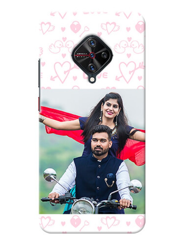 Custom Vivo S1 Pro personalized phone covers: Pink Flying Heart Design