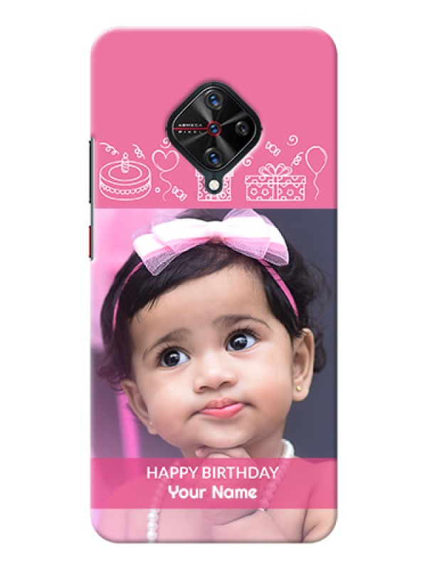 Custom Vivo S1 Pro Custom Mobile Cover with Birthday Line Art Design