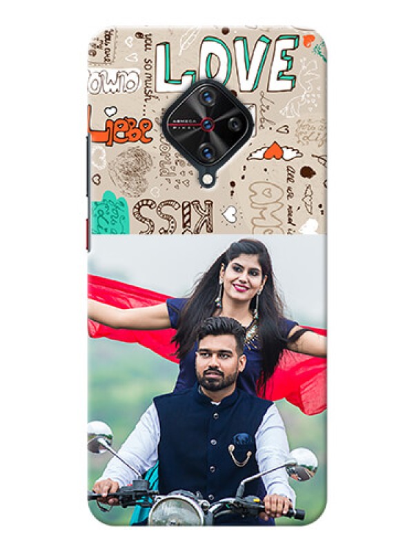Custom Vivo S1 Pro Personalised mobile covers: Love Doodle Pattern 