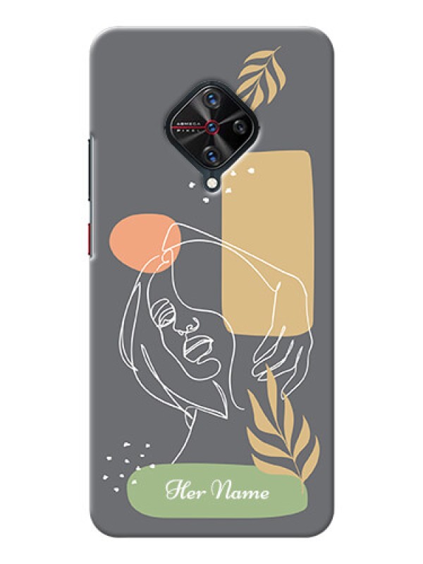 Custom Vivo S1 Pro Phone Back Covers: Gazing Woman line art Design