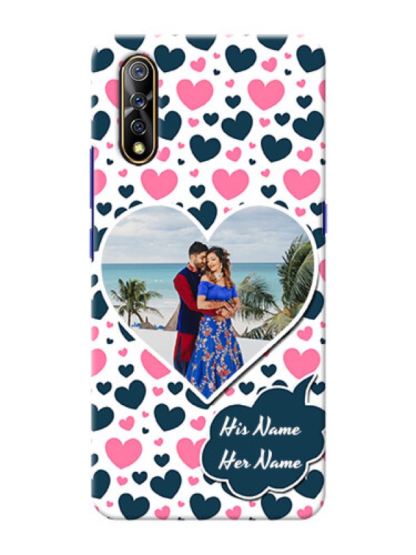 Custom Vivo S1 Mobile Covers Online: Pink & Blue Heart Design