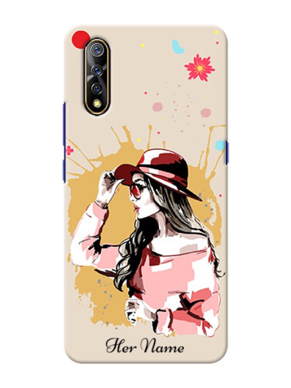 Custom Vivo S1 Back Covers: Women with pink hat Design